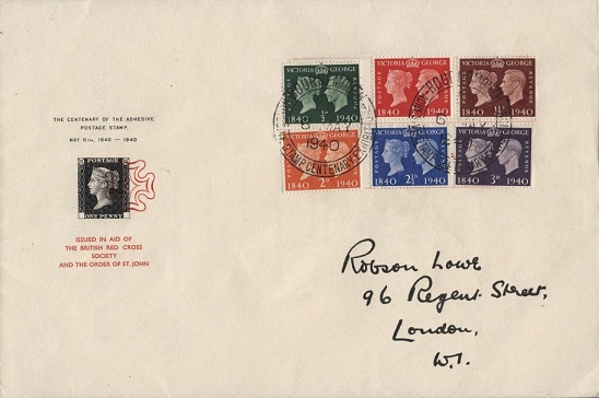 A souvenir cover from the Adhesive Stamp Centenary Exhibition held in Bournemouth from 6 to 14 May 1940.