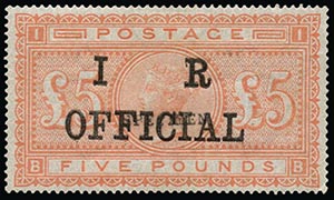 Specimen stamp overprinted for Inland Revenue Official usage.