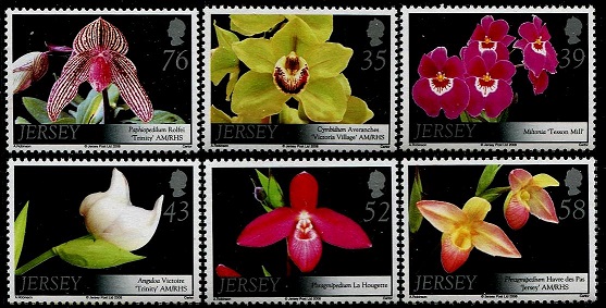 Orchids on Jersey stamps.