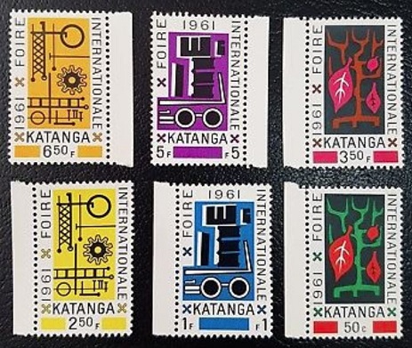 Katanga 1961 International Trade Fair stamps.