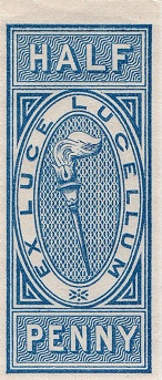 An 1871 half penny Match Tax stamp.