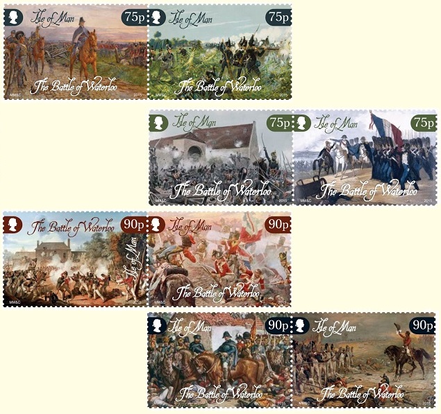 Isle of Man Anniversary of the Battle of Waterloo stamps.
