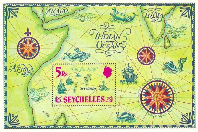 Seychelles stamp in a miniature sheet.