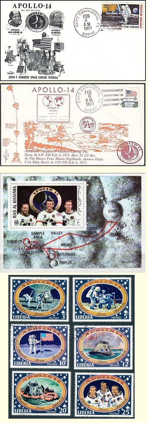 Apollo 14 stamps and covers.