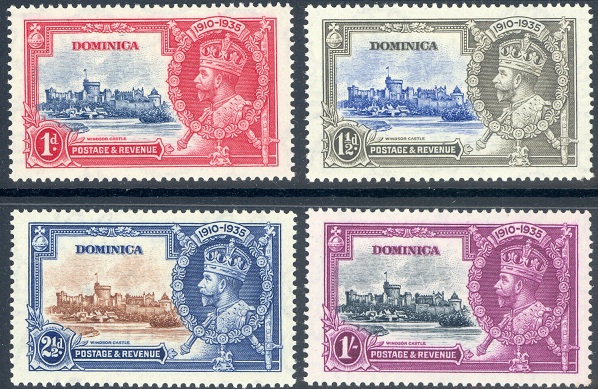 Dominica George V Silver Jubilee stamps.