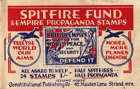 A booklet of Spitfire Fund and Empire Propaganda stamps.
