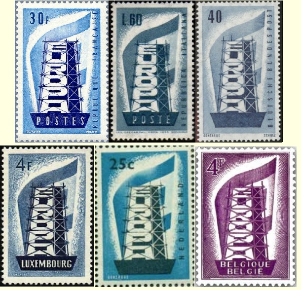 From the first 6 Europa stamp issues.
