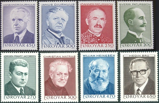 Faroese poets and authors, engraved by Czesław Słania