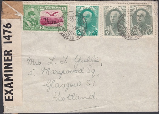 Envelope posted from Iran to Scotland in 1941.