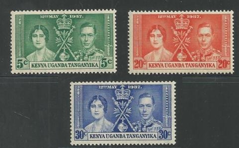 The King George VI Coronation stamps of Kenya, Uganda and Tanganyika.