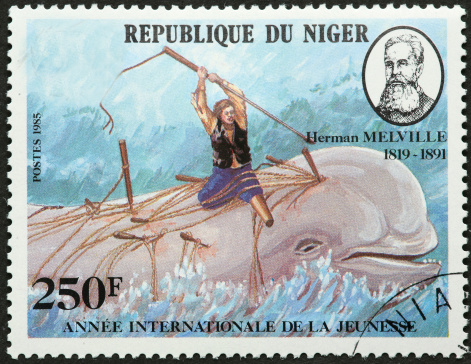 Republic of Niger stamp showing Moby Dick, The Whale by Herman Melville.