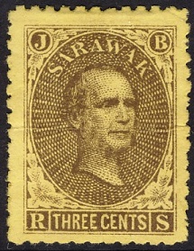 1869 Sarawak 3c stamp.