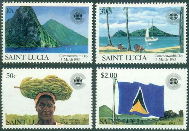 St Lucia stamps issued for Commonwealth Day in 1983.